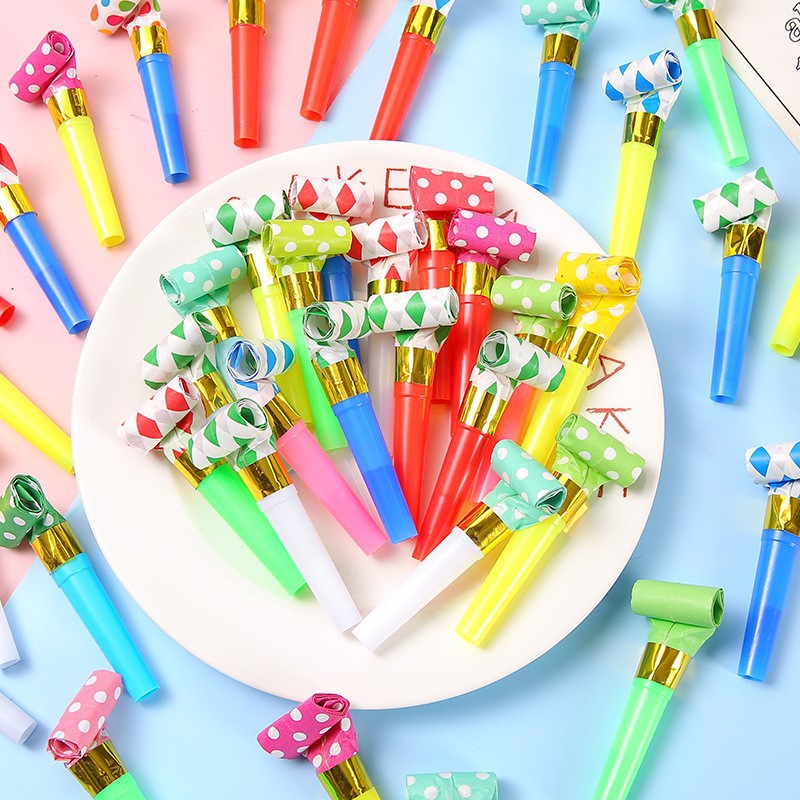 Children's Cute Blowing Roll Funny Creative Telescopic Paper Blowing Dragon Whistle Kindergarten Small Gifts Street Stall Toys Wholesale