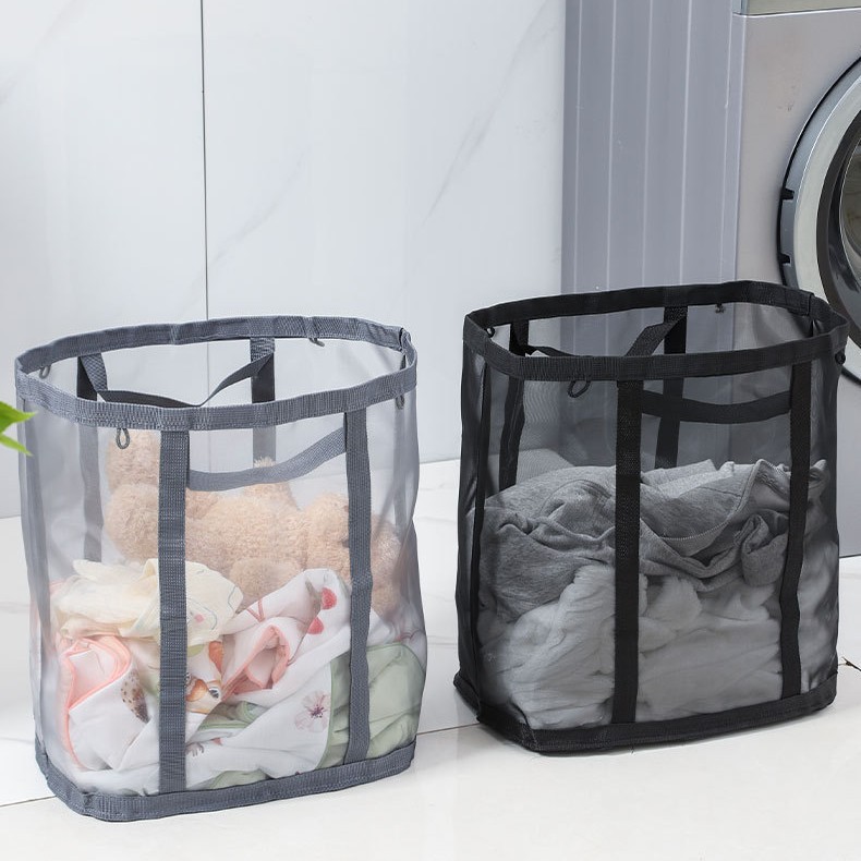 Household Large-Capacity Dirty Clothes Basket Portable Foldableable Dirty Clothes Basket Bathroom Toilet Wall-Mounted Mesh Dirty Clothes Basket Storage