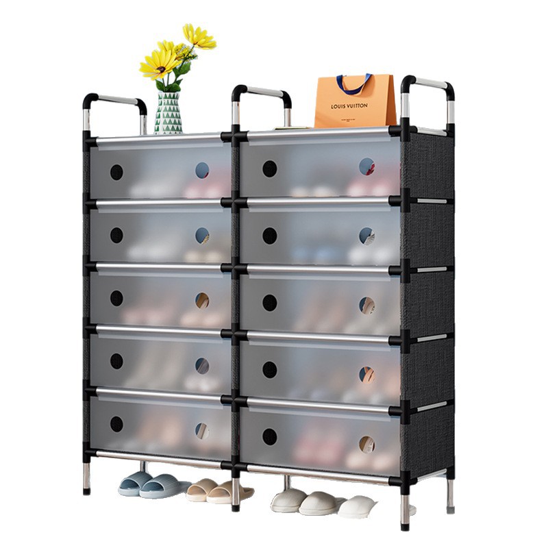 Simple Shoe Rack, Simple Dust-Proof Combination Plastic Assembly Door Multi-Functional Household Economical Space-Saving Shoe Cabinet