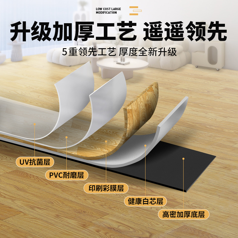 Floor Leather Household Cement Floor Directly Laid Thickeneded Wear-Resistant Waterproof Pvc Plastic Floor Sticker Floor Mat Floor Glue
