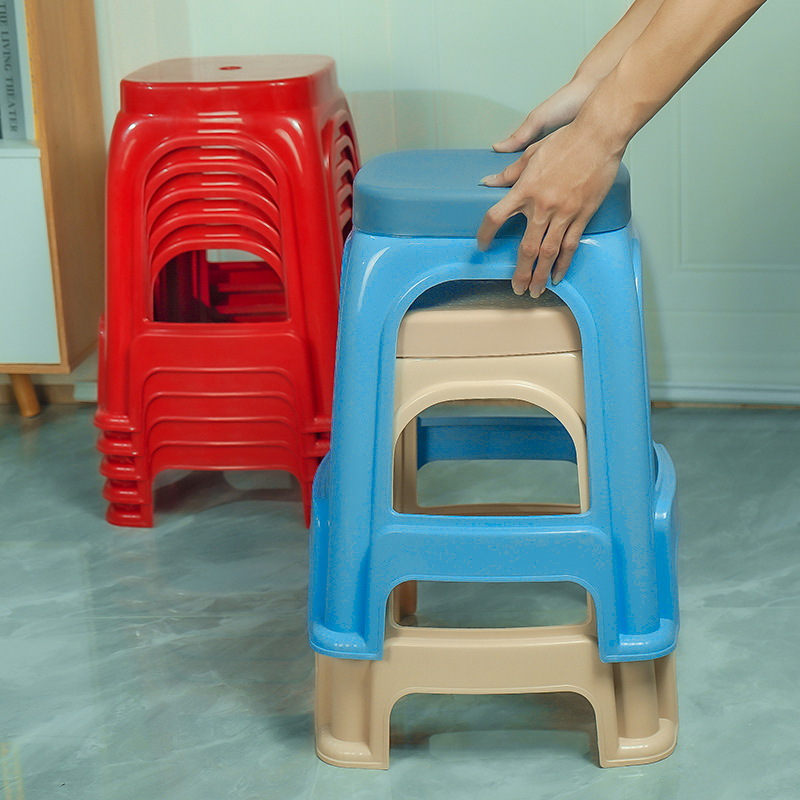 Factory Batch Thickened Plastic Stool Household Plastic Bench Adult High Stool Stackable Plastic Chair Plastic Shoe Changing Stool