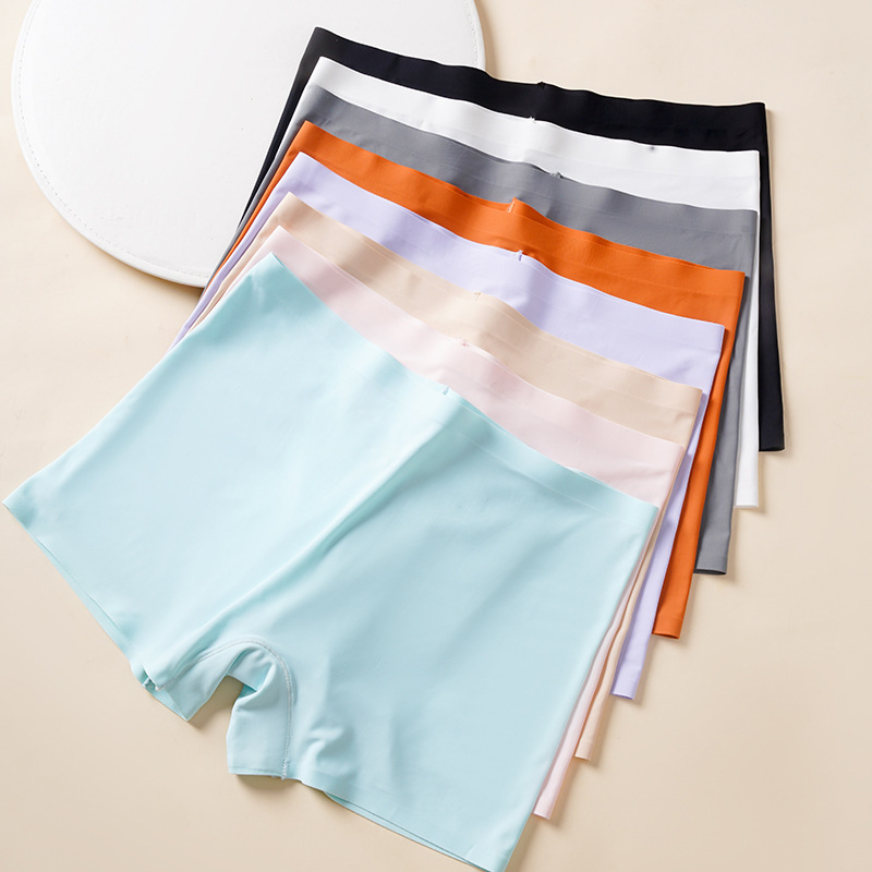 One-piece Seamless Ice Silk Boxer Safety Pants Women's Anti-walking Leggings Summer plus size Mid-waist Women's Boxer Panties