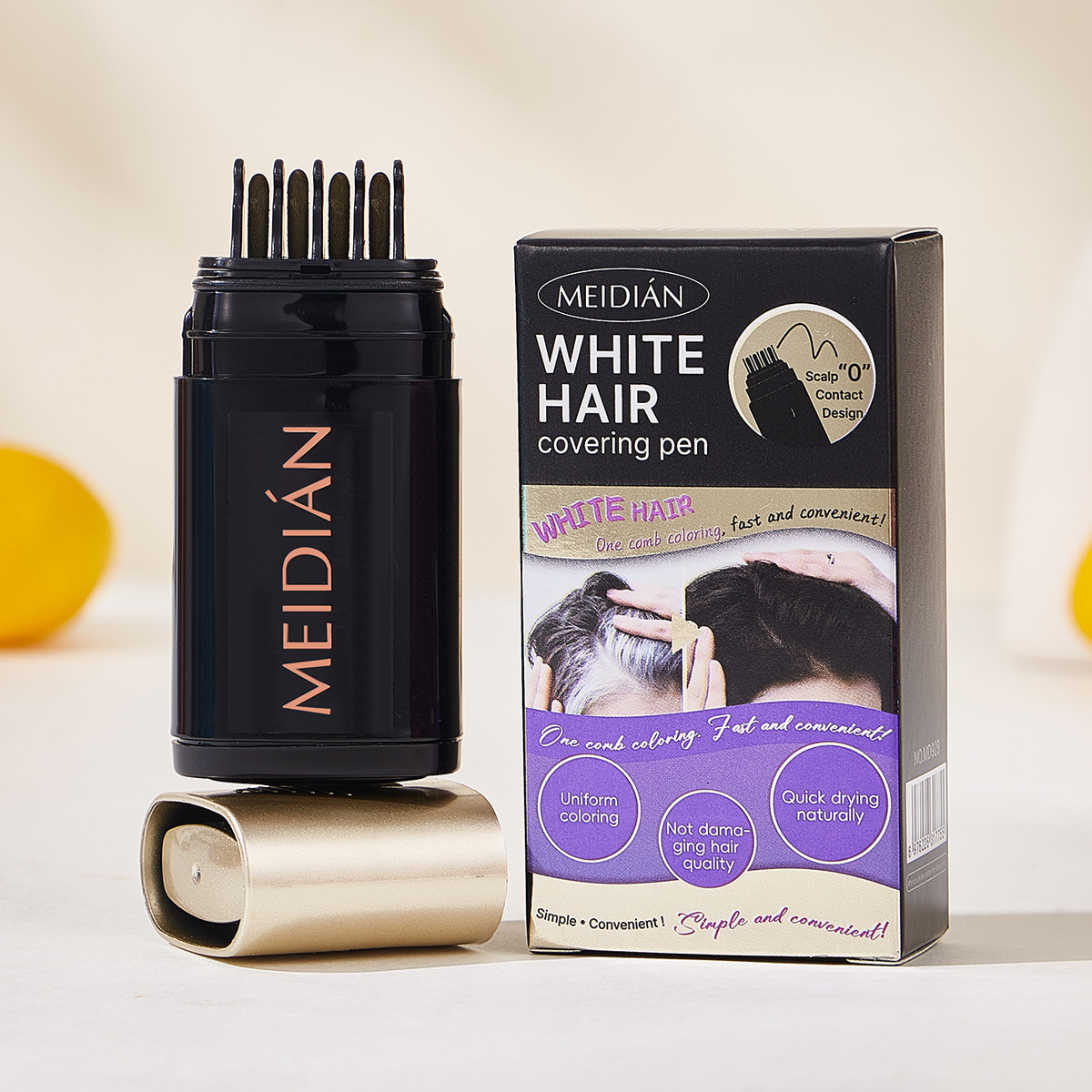 Cross-border liquid covering white hair disposable non-fading plant hair cream black portable covering artifact hairdressing stick