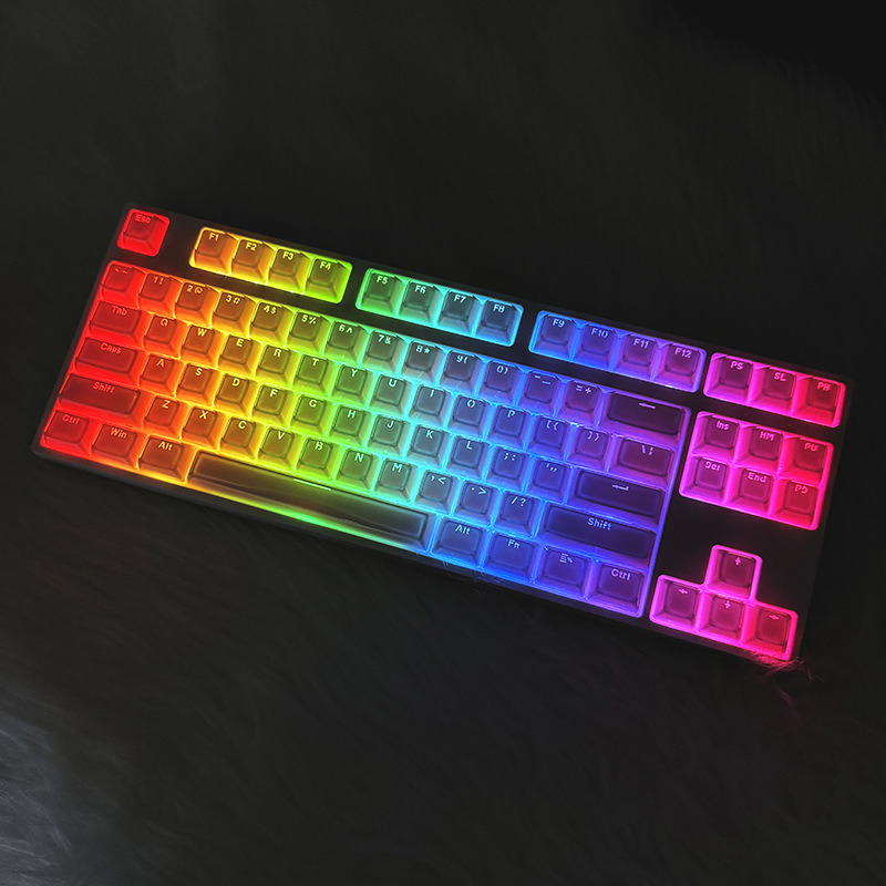 Cross-Border Spot Wholesale Amazon Jelly White Keycap 0Em Height Small Full Set 136-Key Pc Transparent Magnetic Axis Keyboard