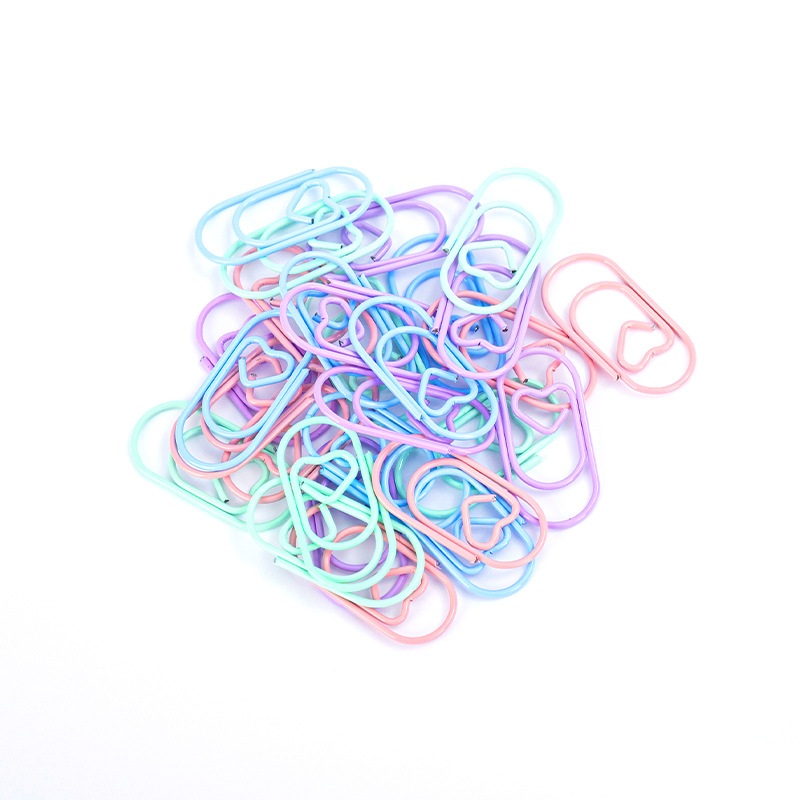 Creative New Heart-Shaped Paper Clips in Macaron Colors, Metal Irregular Paper Clips, Cute Cartoon Paper Clips, Bookmark Design