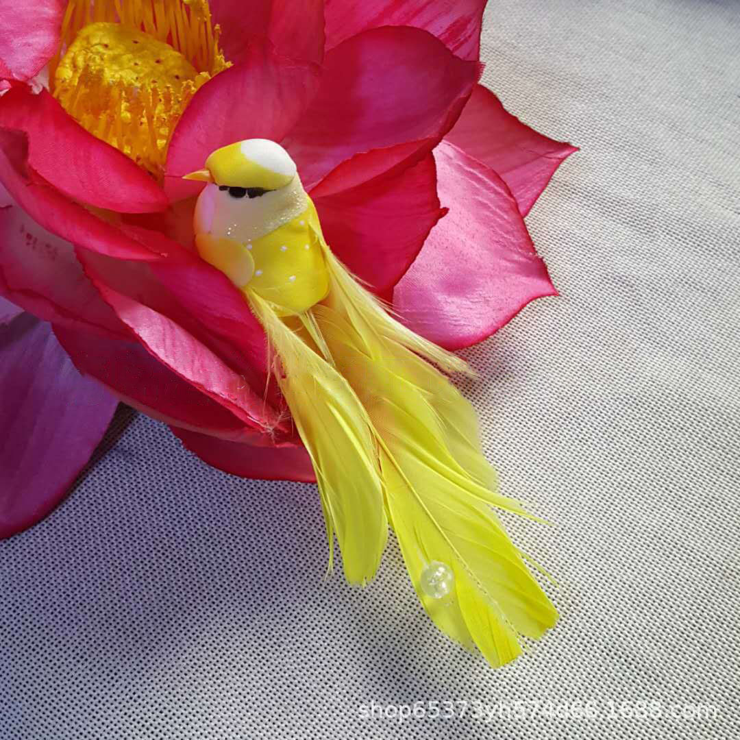 Artificial feather beads bird/spring yellow feather bird/succulent pot decoration home decoration curtain decoration