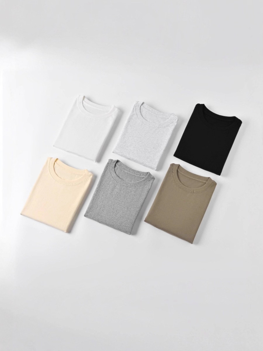 [Elastic Long t] 220g Slim Fit Stretch Solid Color Long t Round Neck Regular Shoulder Slim Fit Women's Long Sleeve Slimming Base Shirt