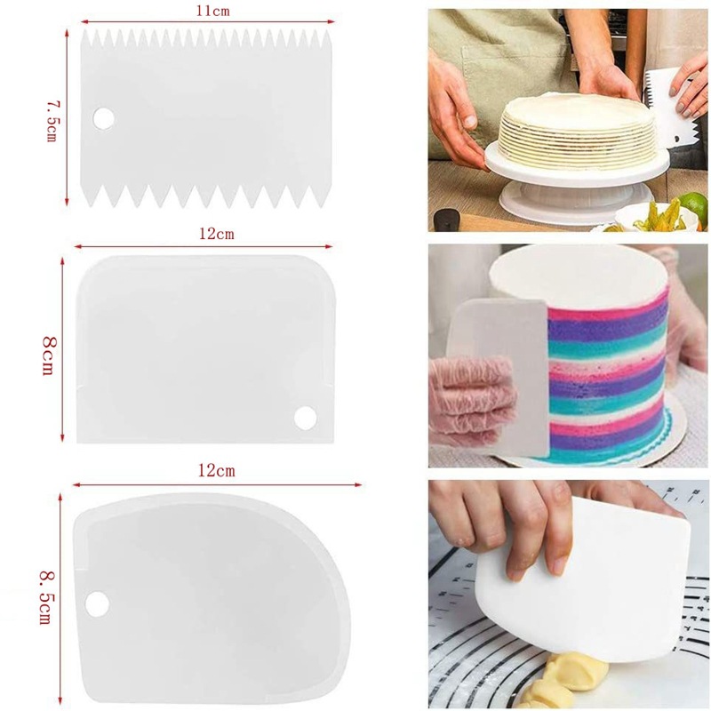 Baking Tools Cake 3 Piece Cream Scraper Knife Semicircle/Serrated/Trapezoid Birthday Cake Cream Decorative