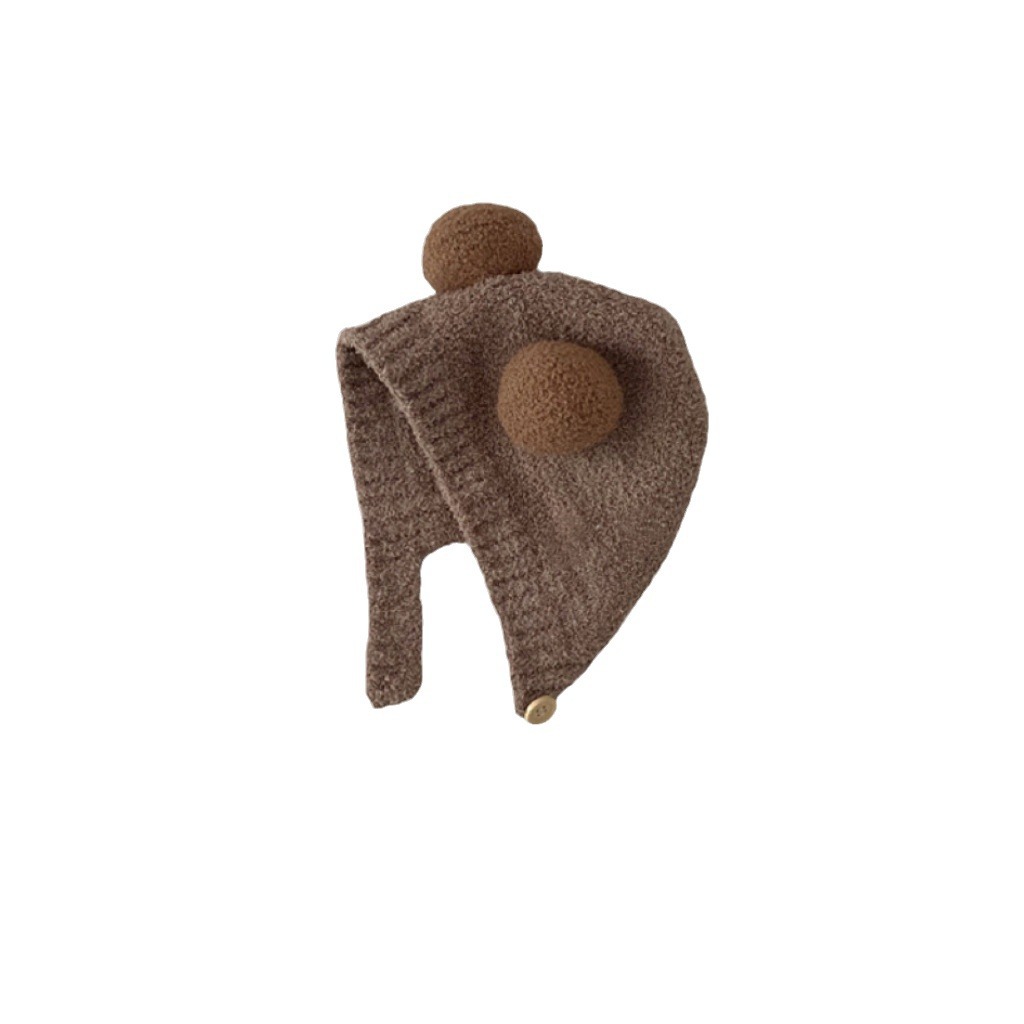 Baby cap autumn and winter cute super cute ball Korean version of boys and girls gray ear protection cap cap cap knitted cap