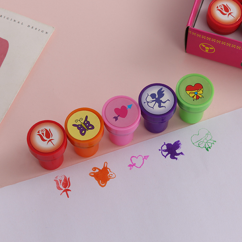 Children's Cute Cartoon Seal Primary School Student Heart Style Washable Seal Kindergarten