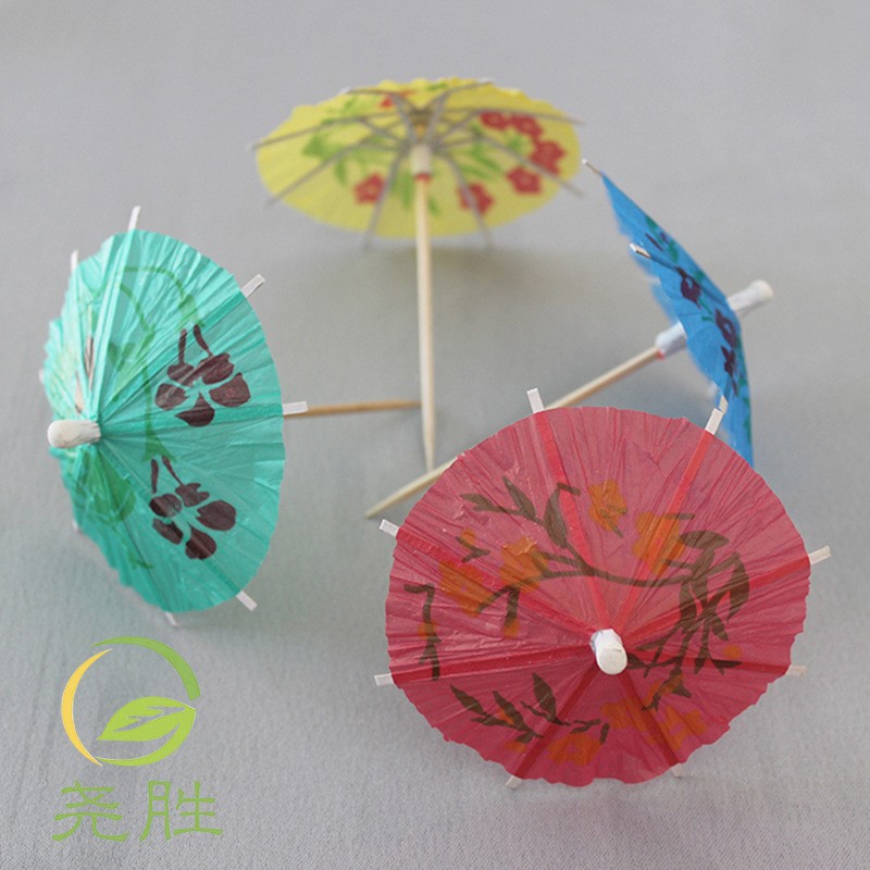 Wholesale spot flower paper umbrella bar KTV fruit sign cake cocktail decoration flower sign disposable small umbrella sign
