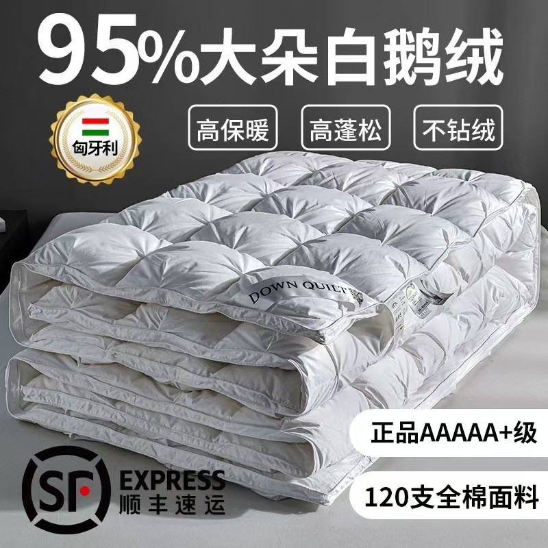 Венгерское пуховое одеяло, 95% белого гусиного пуха, чистый хлопок, зимнее одеяло, 5A класс