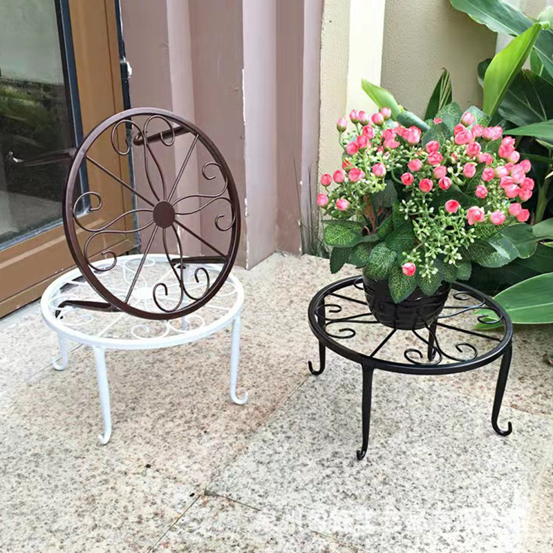 Single-Layer Flower Stand Wrought Iron Flower Pot Indoor and Outdoor Balcony Green Plant Hanging Orchid Potted Plant Gardening Small Storage Rack