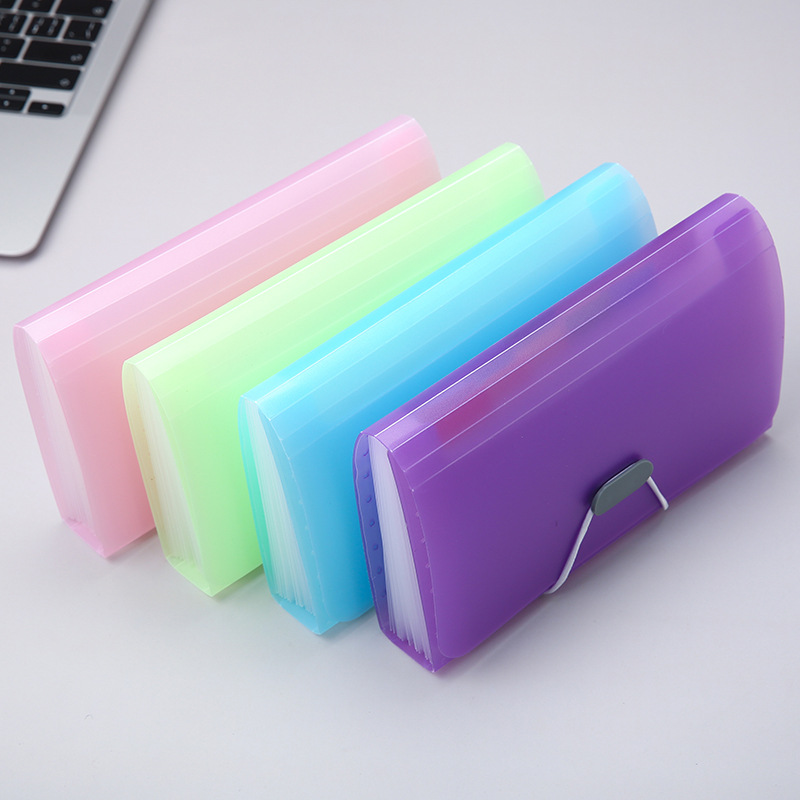 13 Candy Color A6 Mini Organ Bag Office Supplies File Storage Ticket Holder Transparent Folder Wholesale