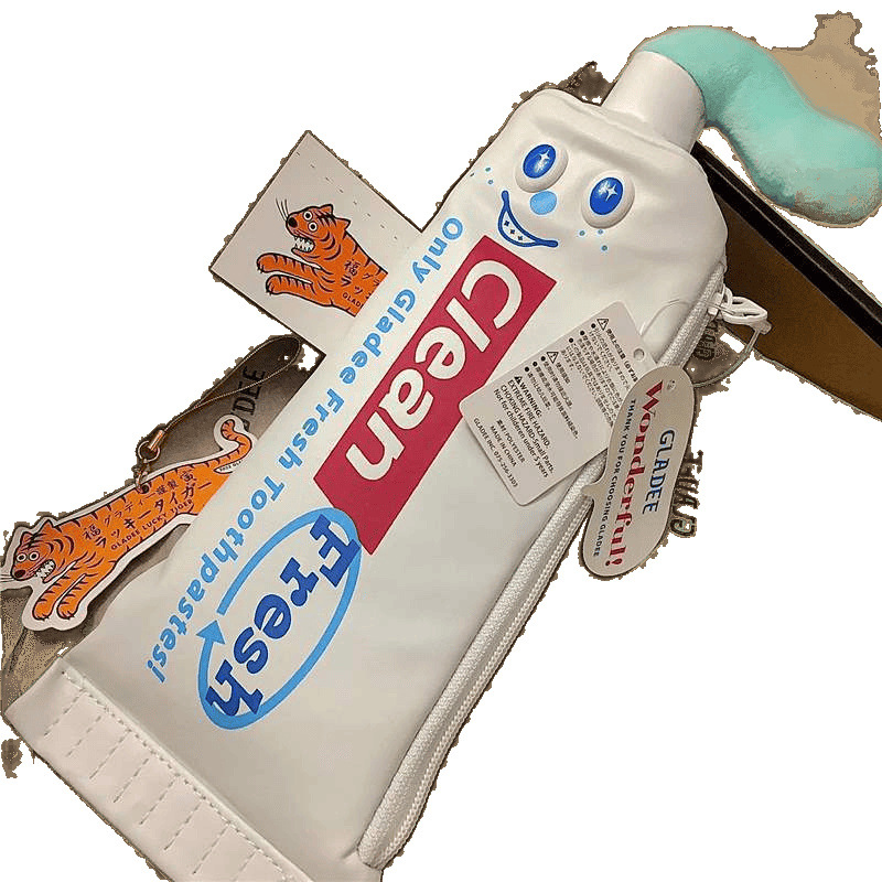 Japanese-Style Real Toothpaste Pencil Case Quirky Creative Student Desktop Organizer Multifunctional Display Supplies Stationery Storage Box