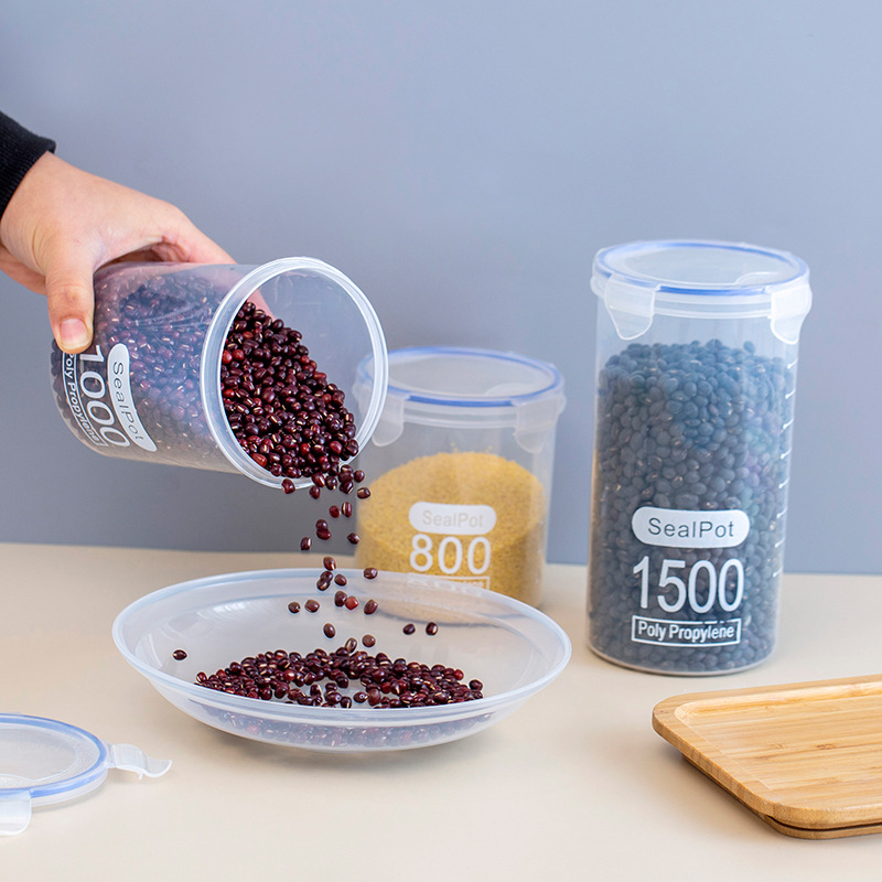 Transparent large refrigerator sealed jar kitchen grains storage box plastic milk powder jar food jar grains jar