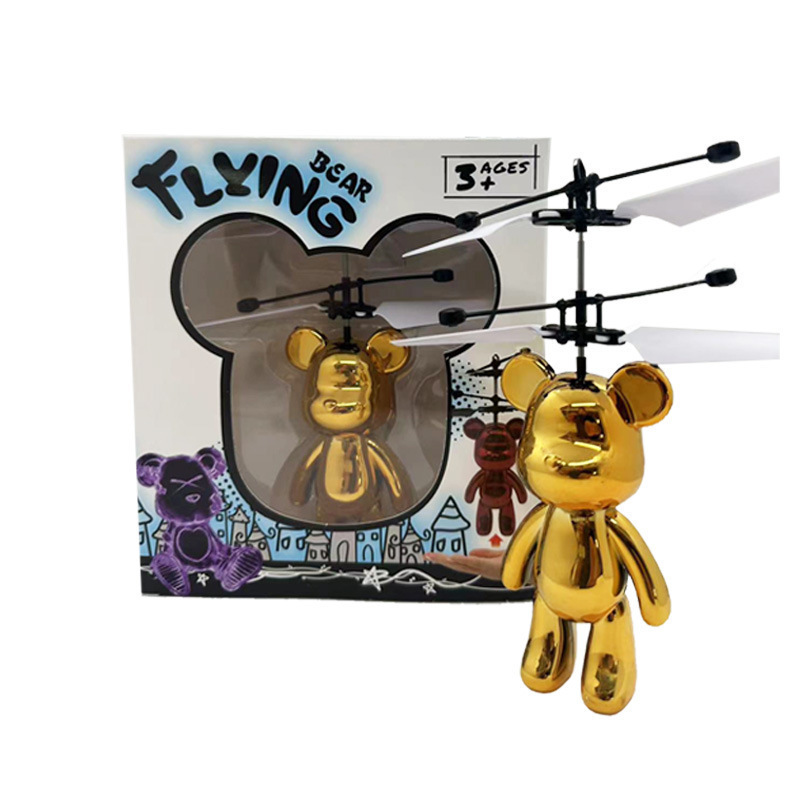 School season induction plating flying violent bear toy suspension induction aircraft luminous aircraft children's toys