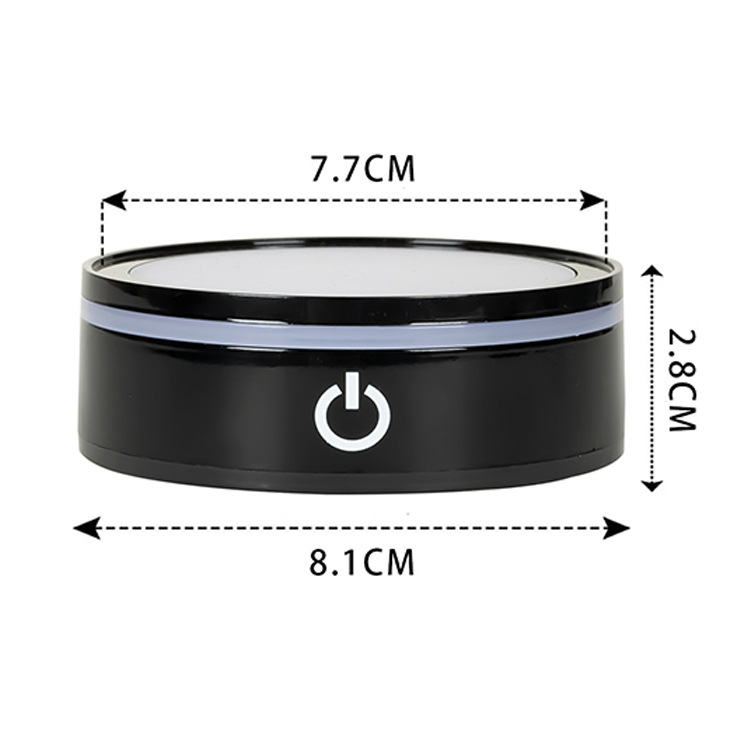 Led Touch Luminous Atmosphere Crystal Lamp Holder 8cm White Light 3D Internal Engraving Laser Round Base Creative Atmosphere Light