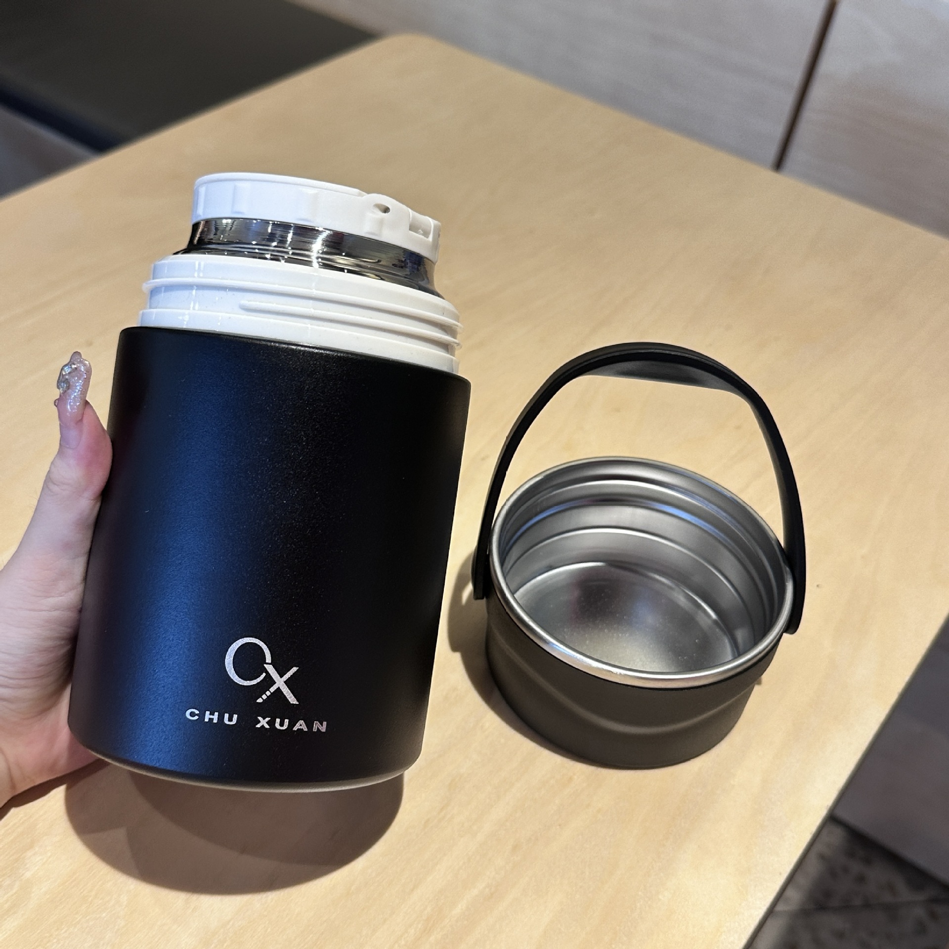 New Large-Capacity Cream-Colored 316 Stainless Steel Stew Beaker, Satchel Office Worker Satchel Insulated Lunch Box Bucket