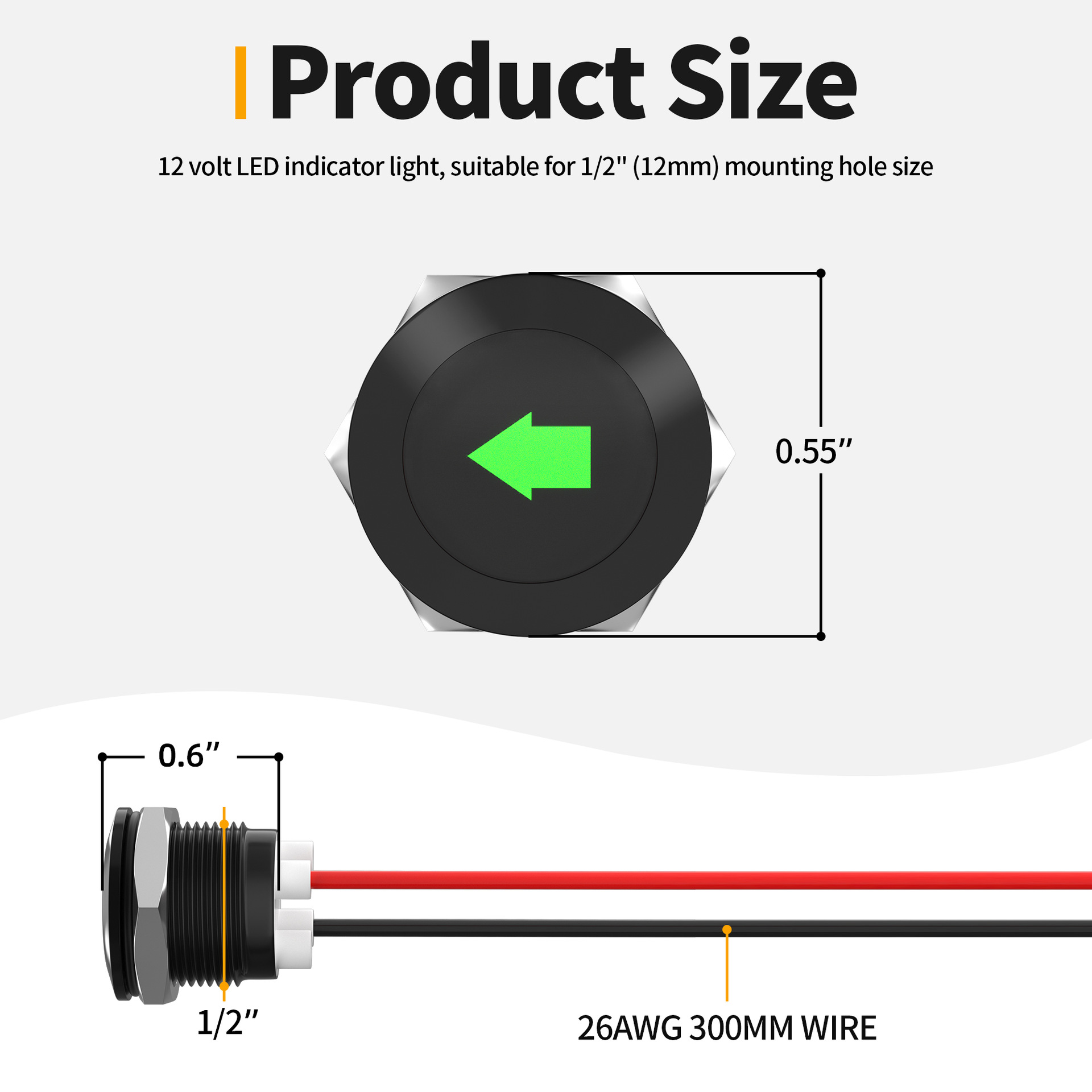 IP67 waterproof 12mm metal signal lamp waterproof signal indicator LED indicator power indicator