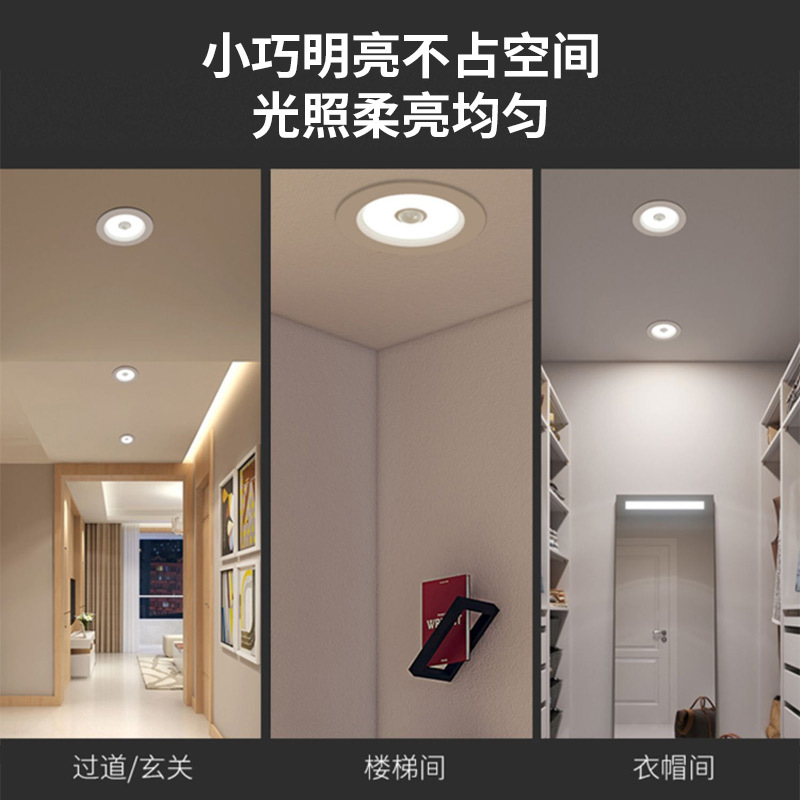 Human Body Sensor Downlight Hotel Corridor Ceiling Barrel Hole Spotlight Voice Controlled Infrared Radar Sensor Led Downlight