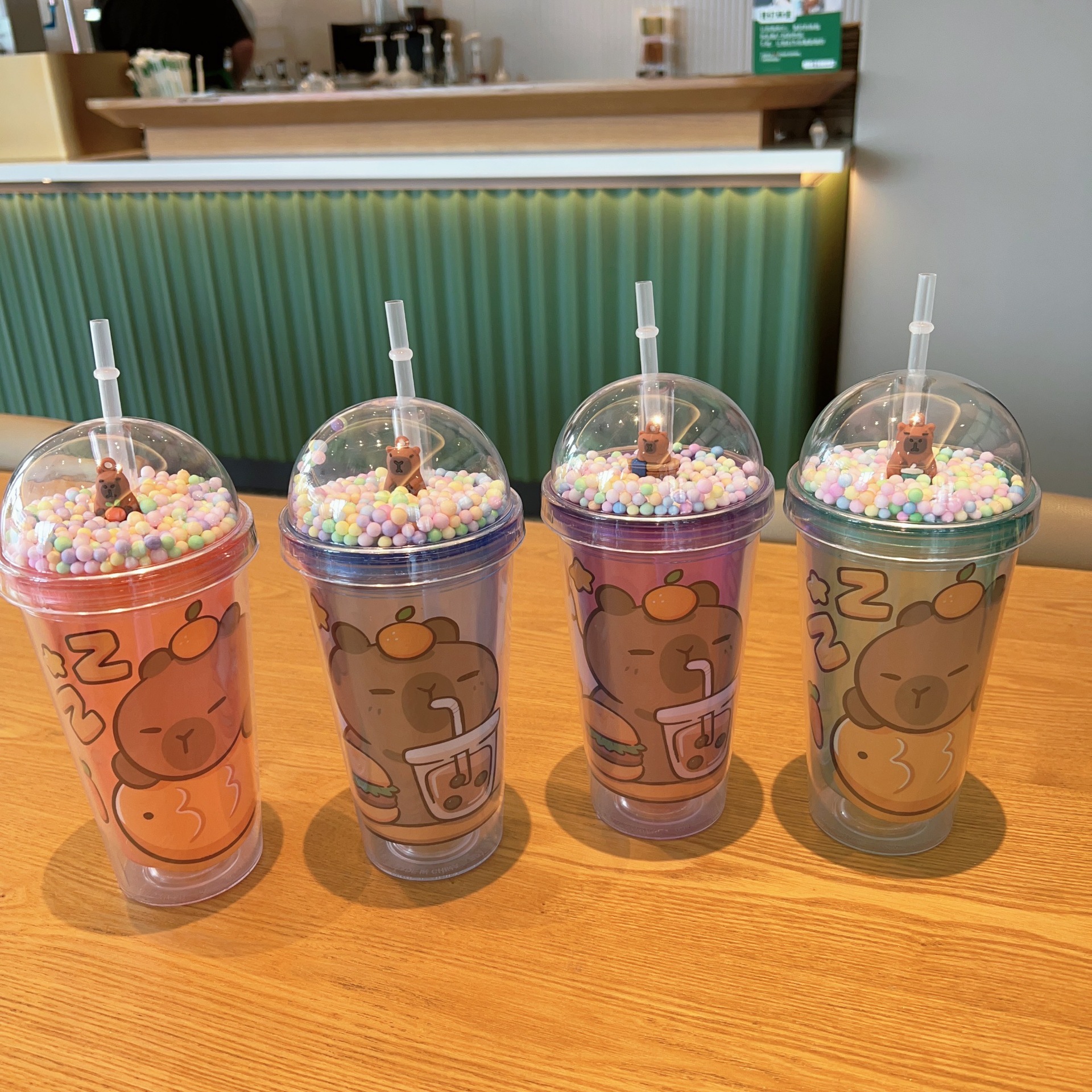 Кросс-бордерная новая пластиковая кружка с трубочкой двойного слоя для льда