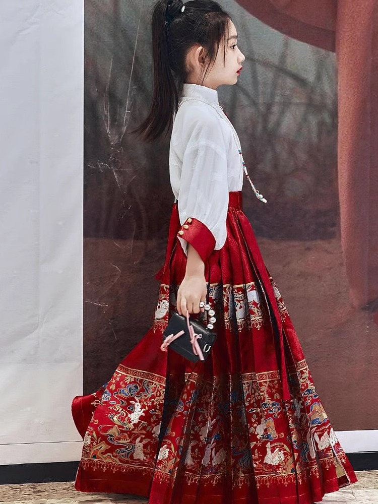 Horse Face Skirt Girls Spring Kidsren's Han Dynasty 2025 New Antique Suit Little Girl Chinese Style Ancient Han Dynasty for Women