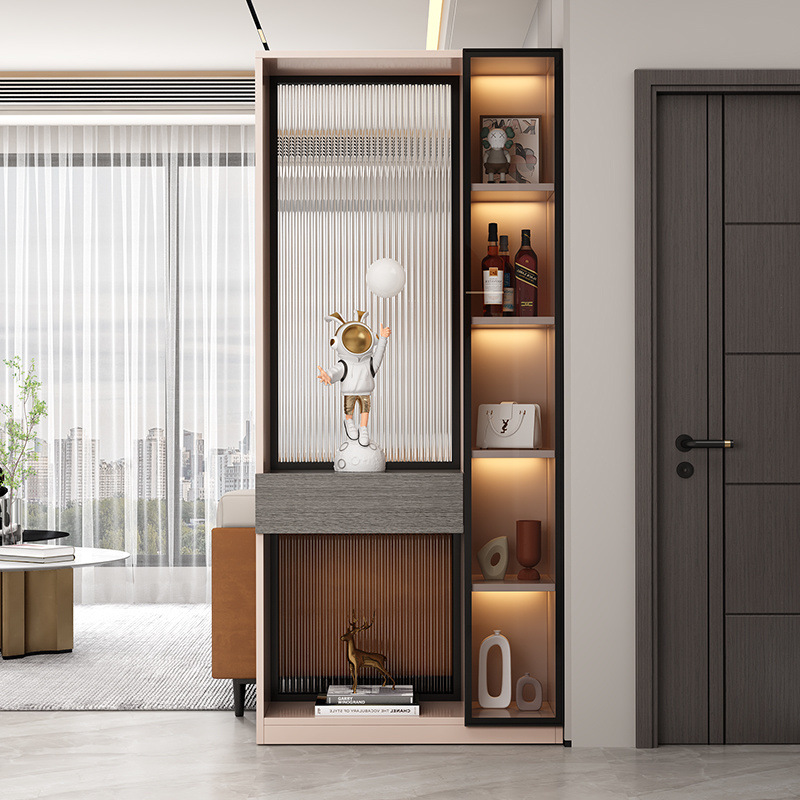 Шкаф для прихожей из массива дерева, шкаф для зала, перегородка для гостиной, легкий роскошный стеклянный экран, входная дверь, шкаф для обуви