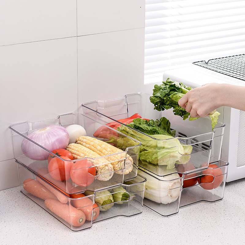 PET refrigerator food storage box large capacity transparent storage box thick fresh-keeping box transparent kitchen storage wholesale