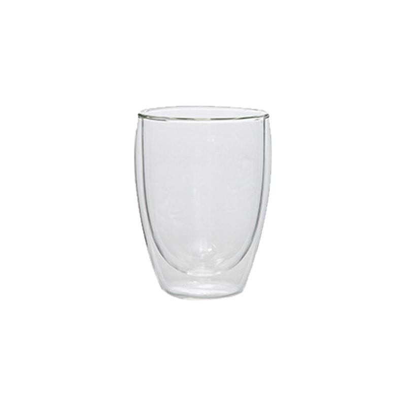 Double-layer glass cup coffee cup Milk Cup breakfast cup High Borosilicate high color value flower tea cup egg-shaped thick Cup wholesale