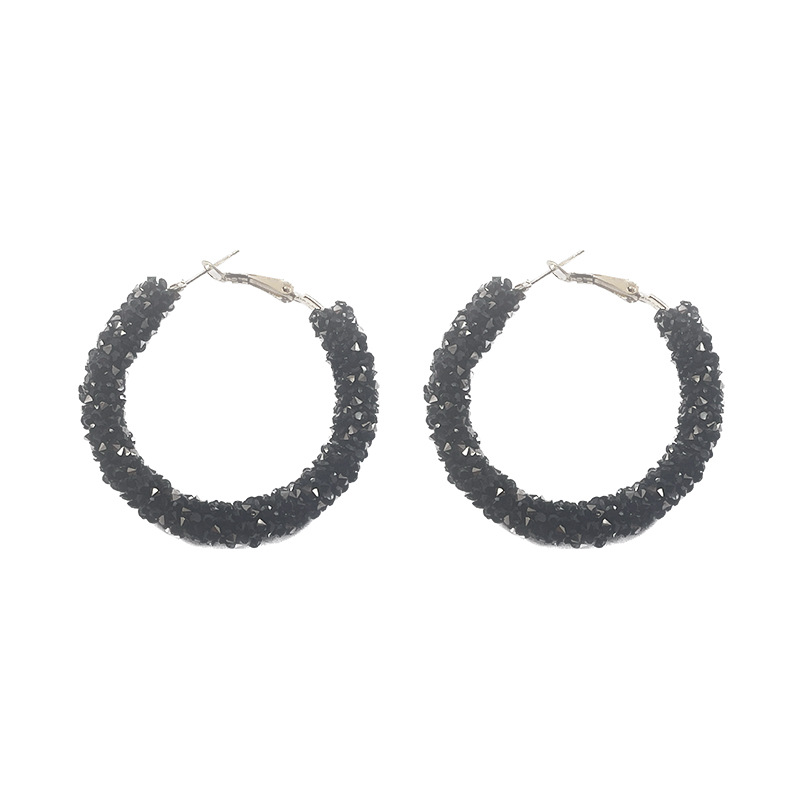 S925 Silver Needle New Trendy Internet Celebrity Popular Large Round Earrings Earrings High-End Full Diamond Elegant Circle Earrings