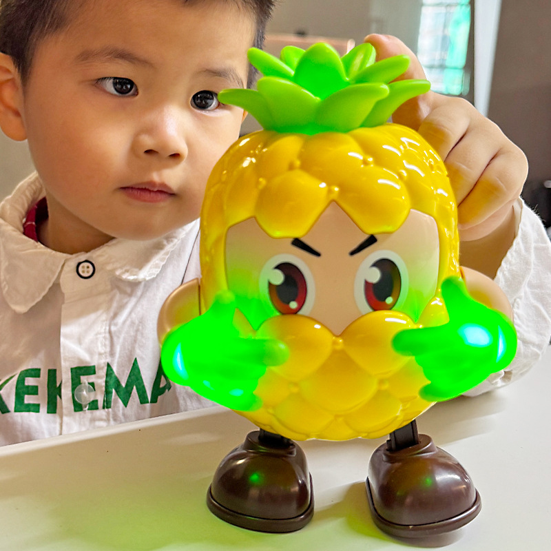 Cross border 2025 new electric singing and dancing doll small French fries elephant fruit robot music children's toys