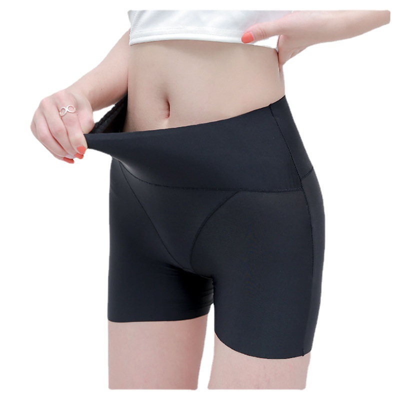 2021 New High Waist Belly-closed Ice Silk Safety Pants Summer Cotton Crotch Anti-light Women's Three-point Plus Size Leggings