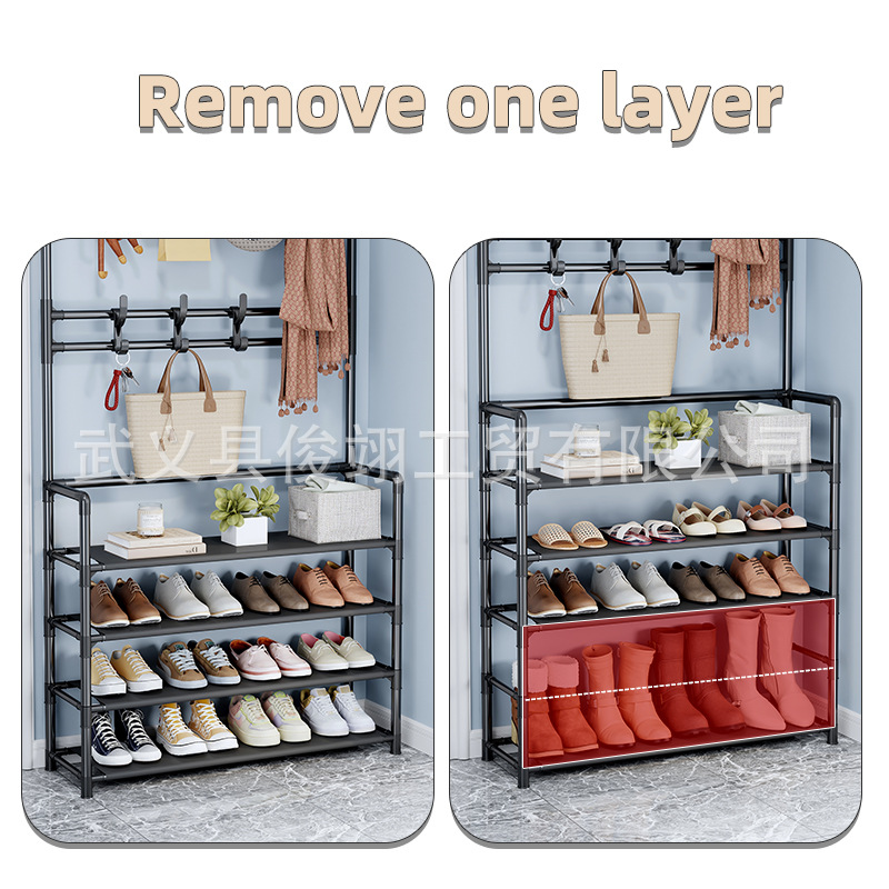Multi-Layer Household Shoe and Hat Rack, Coat Rack, Entryway Shoe Rack, Student Dormitory Rental House Storage Rack, Metal Shoe Rack