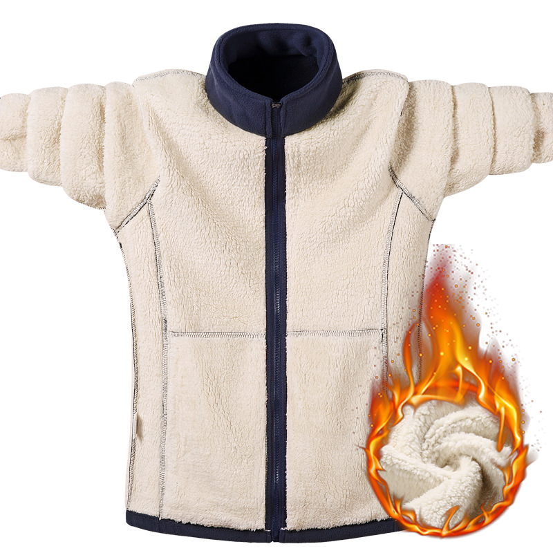 Lamb Velvet Coat Middle-aged and Elderly Top Plus Size Sweatshirt Men's Autumn and Winter plus size 889