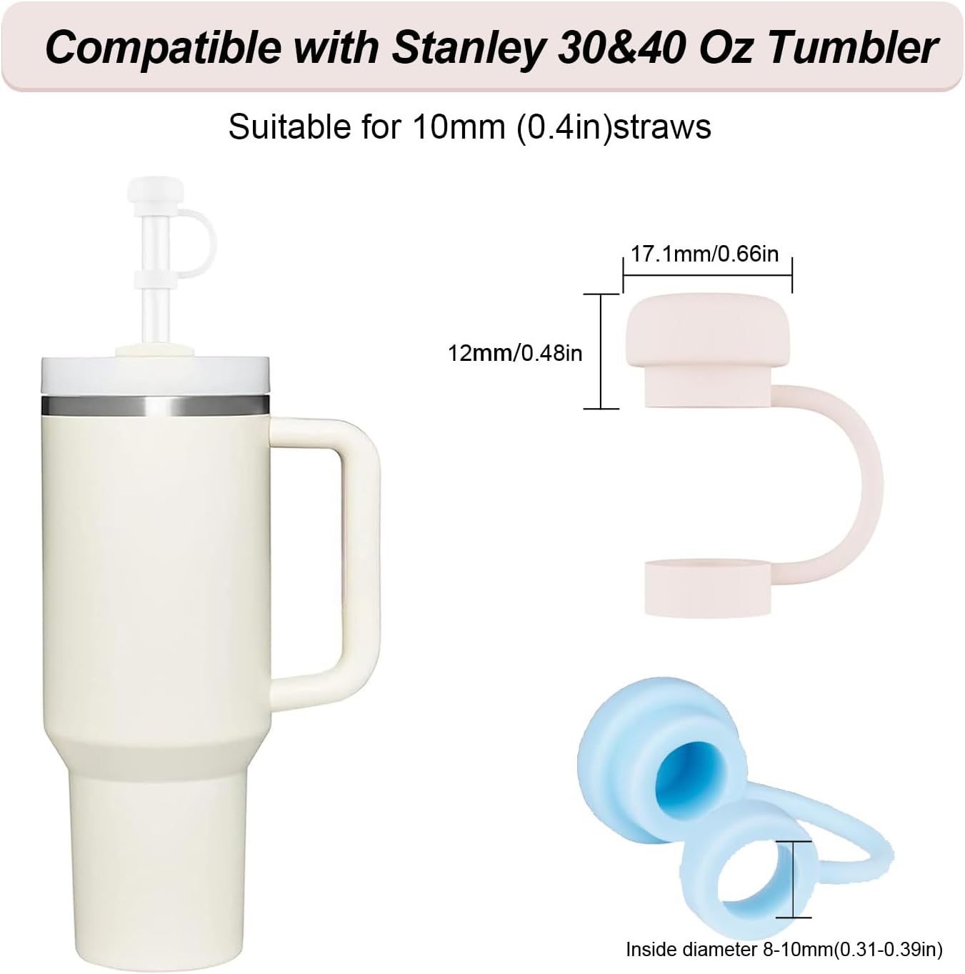 Amazon's New Stanley Cup Straw Cap Plug Dust Cover Food Grade Silicone 10mm Mushroom Style