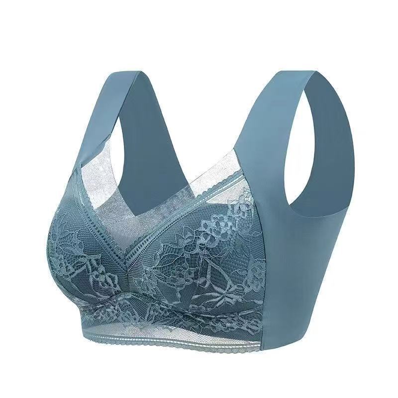 Explosive Lace Rimless plus size Vest Ice Silk Traceless Push-up Breathable Thin Bra Beautiful Back Big Chest Show Little Girl