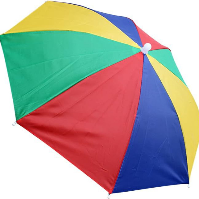 Color 53cm Hat Umbrella Head Umbrella Umbrella Hat Outdoor Rainbow Watermelon Color Strip Fishing Umbrella