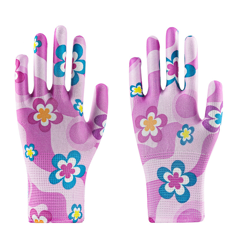 Thin 13-pin floral nylon printed Labor gloves glue-free work soft household work breathable gloves