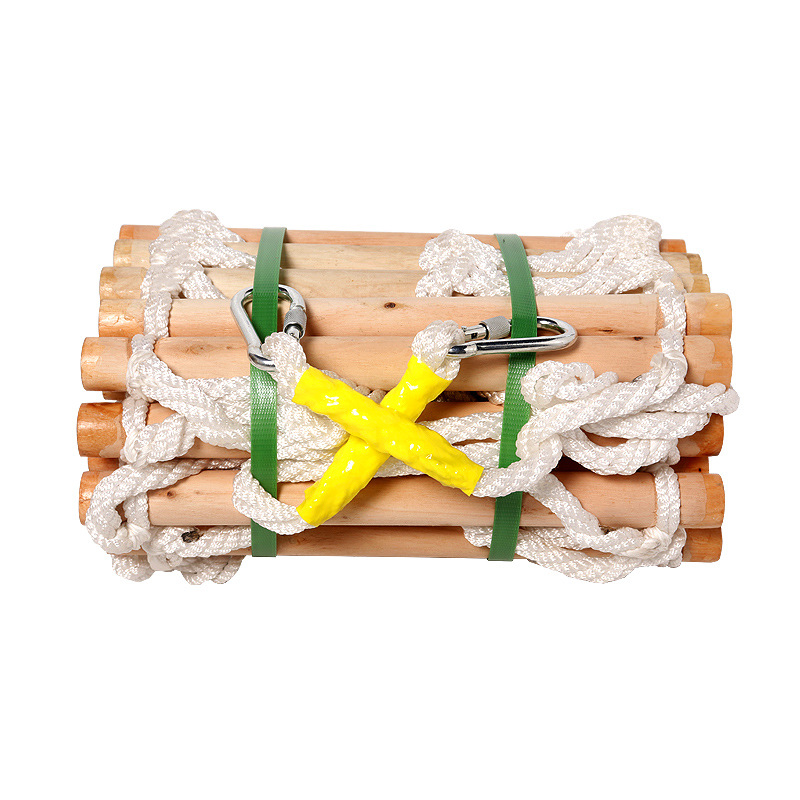 Solid Wood Soft Ladder Emergency Fire Training Rescue Escape Ladder Manufacturer Direct Delivery Household Log Climbing Ladder Can Be Wholesale