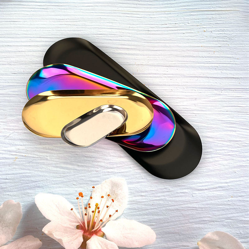Stainless Steel Rust Alcohol Tray Oval Jewelry Plate Dim Sum Candle Plate Extra Large Storage Plate Nordic Style