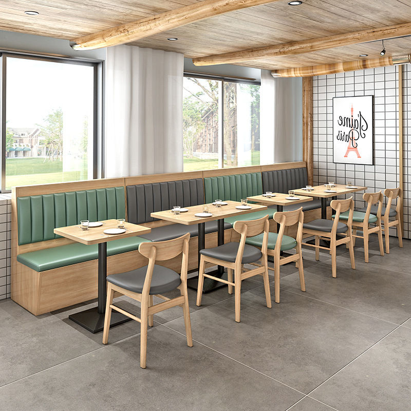 Simple coffee shop restaurant Wall deck sofa milk tea dessert hamburger snack fast food restaurant table and chair combination