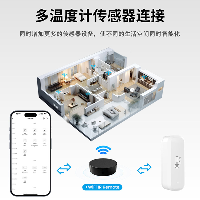 Graffiti smart wifi temperature and humidity detector digital digital display indoor home wireless temperature and humidity sensor