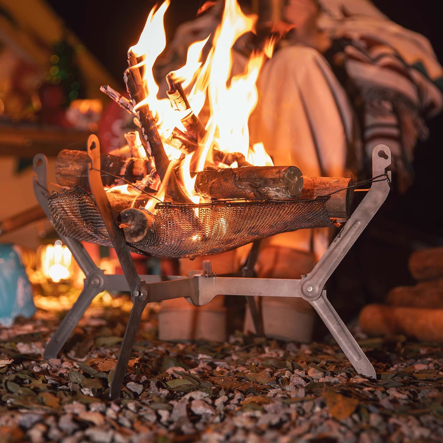 Primitive Titanium Alloy Outdoor Burning Table Portable Heating Firewood Stove Camping Beacon Grill Bonfire Stove