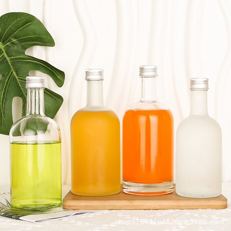 330ml sealed fruit wine bottle transparent glass beverage bottle brewed wine bottle 500ml frosted split wine bottle