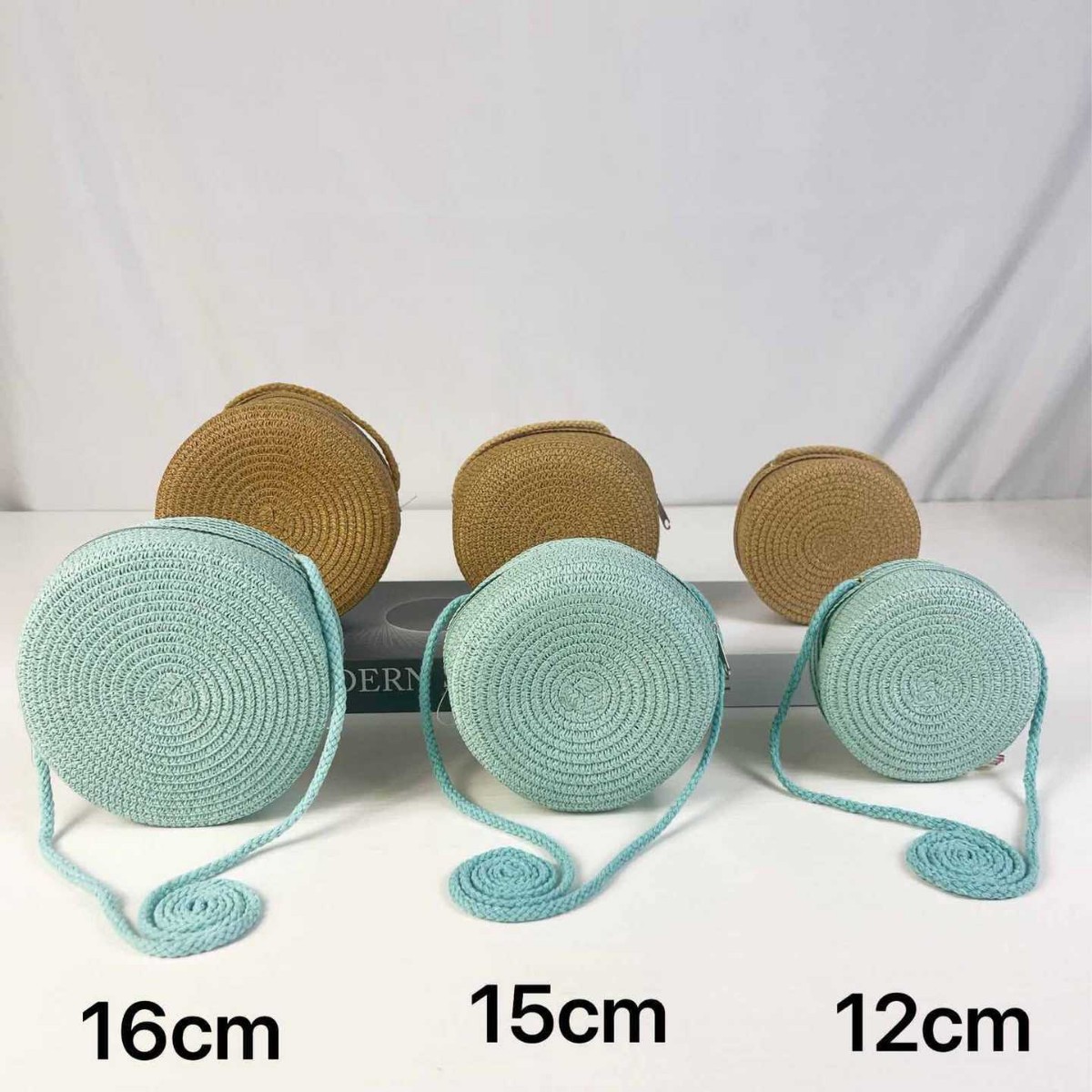 Foreign Trade Children's Bag Men's and Women's Cute Straw Bag Small Round Bag Crossbody Baby's Coin Purse Mobile Phone Bag Summer Light Plate