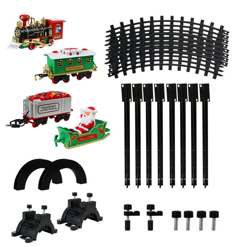 Simulation of classical steam car electric Christmas rail car train with vocal lights can hang Christmas Tree Toys