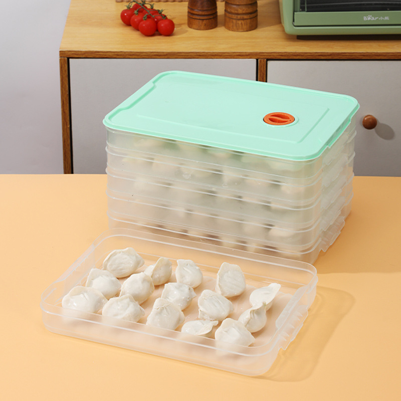 Multi-layer dumpling box household food grade kitchen refrigerator organizing artifact wonton box fresh-keeping quick-frozen special storage box