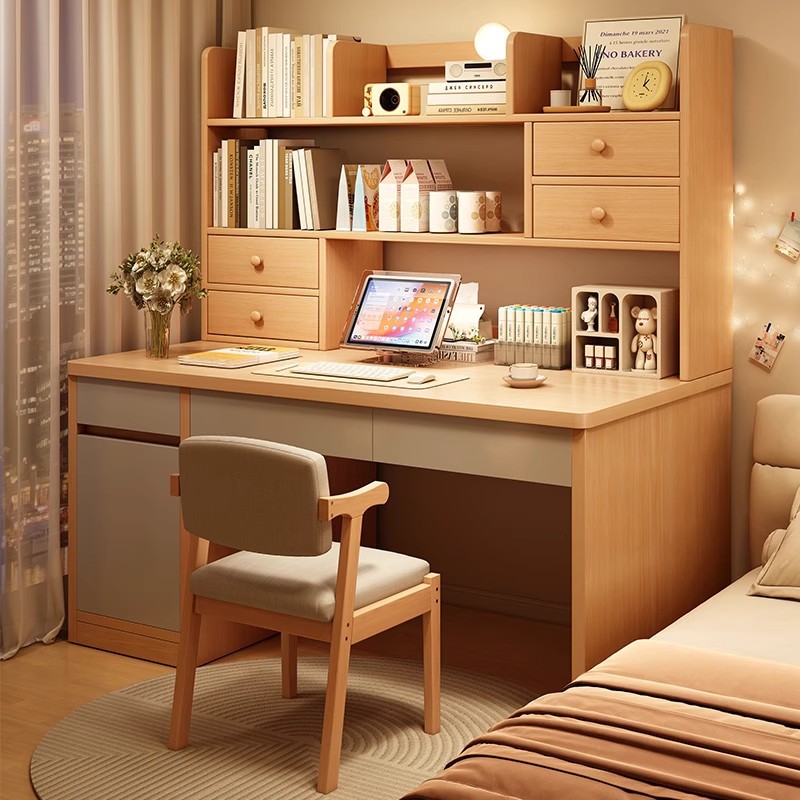 Стол из массива дерева с книжной полкой, письменный стол для студентов и взрослых
