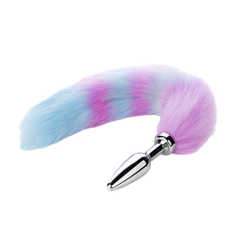 Metal Fox Tail Women's Threaded Tail Rear Anal Plug Couples Fun White Fox Removable Adult Sex Products
